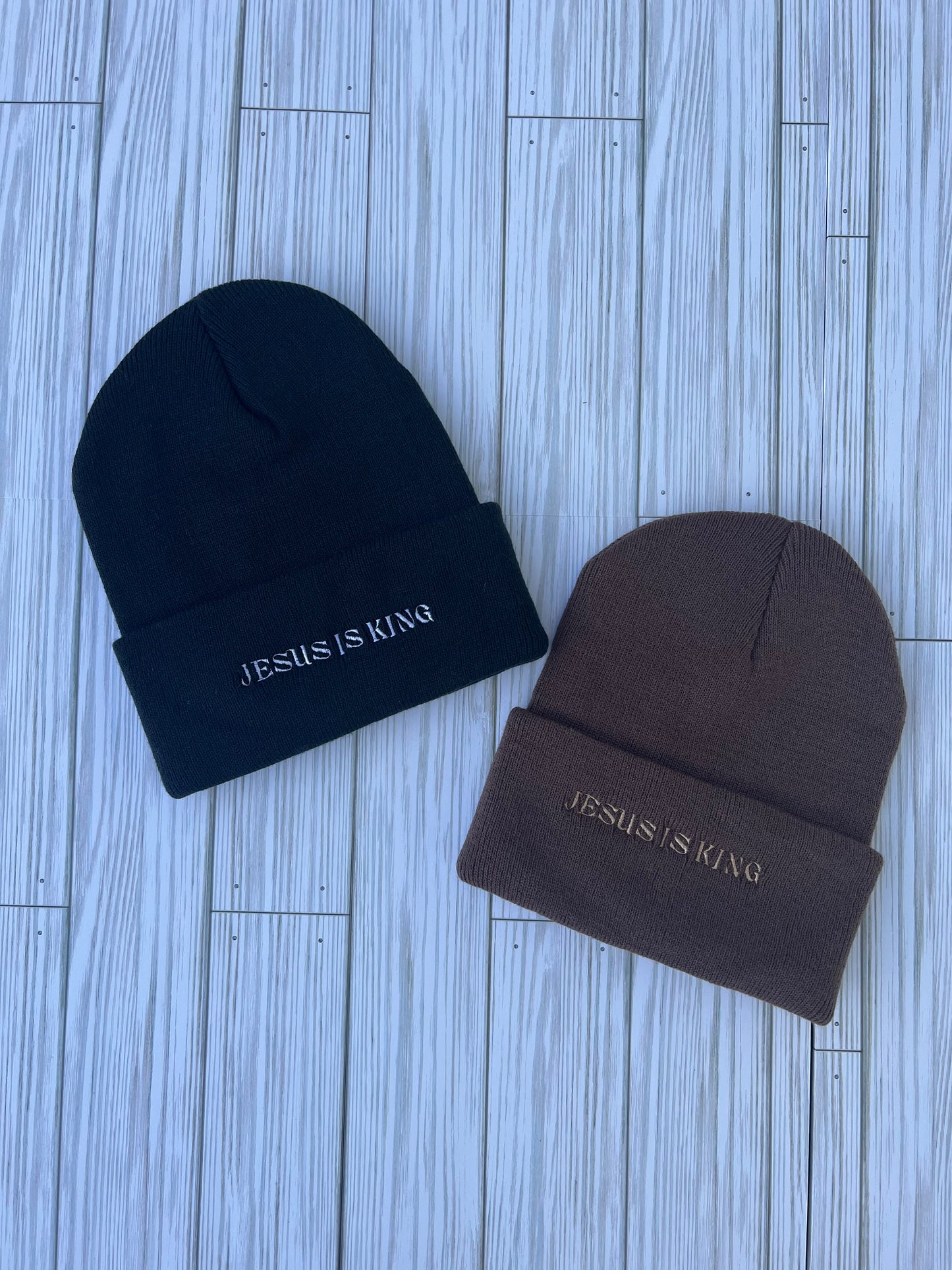 Jesus is King Brown Beanie